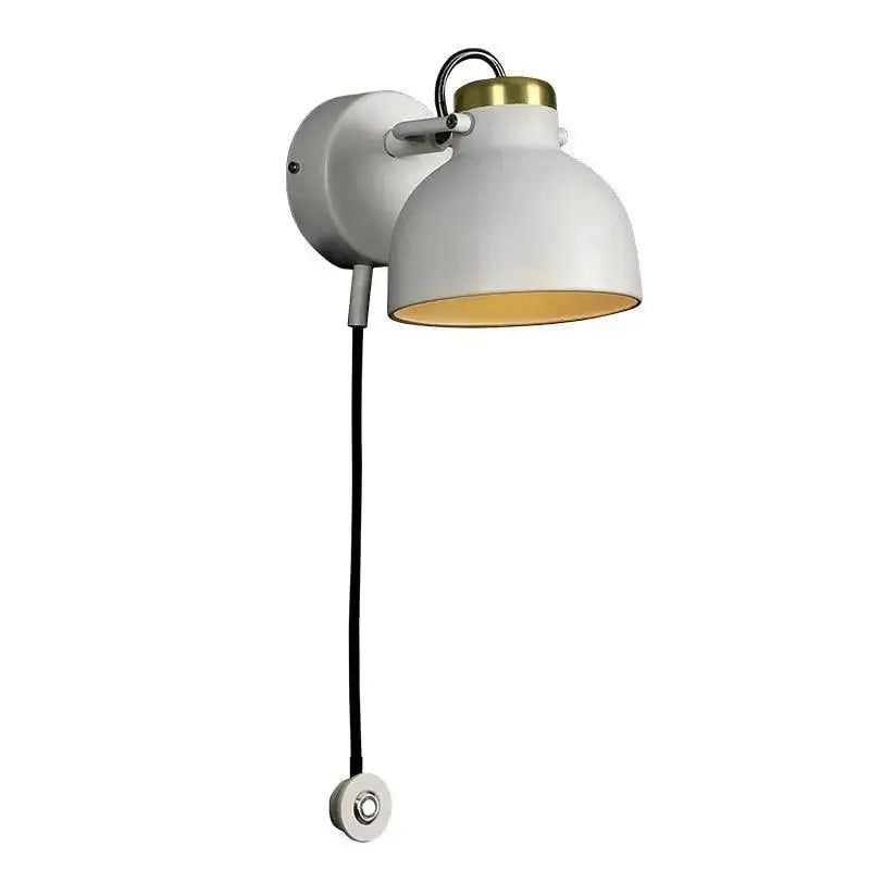 Modern white and brass nordic wall sconce bedroom adjustable arm