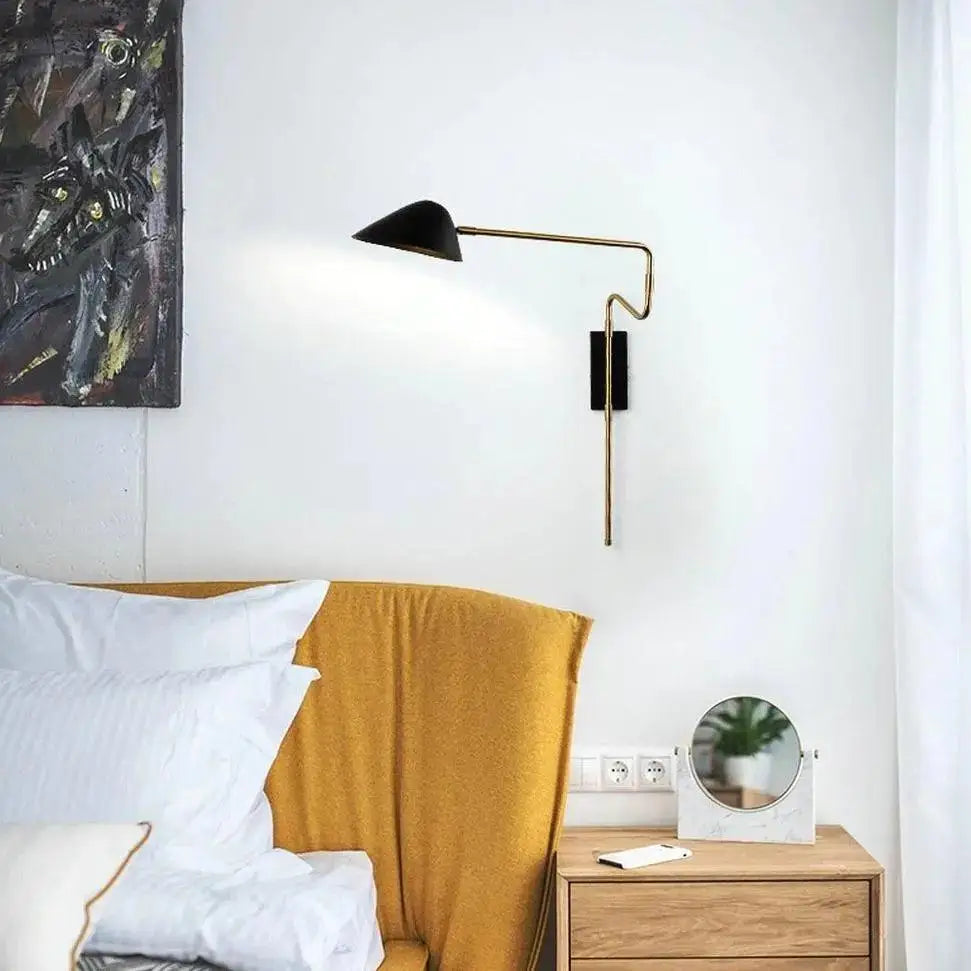 Modern anneke wall sconce gold & black bedroom light