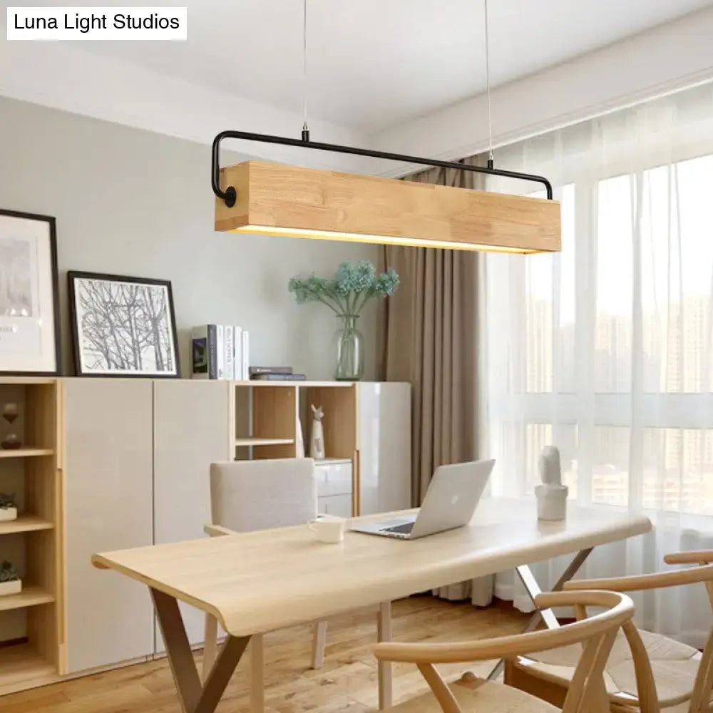 Modern nordic wood and black island pendant light dining room