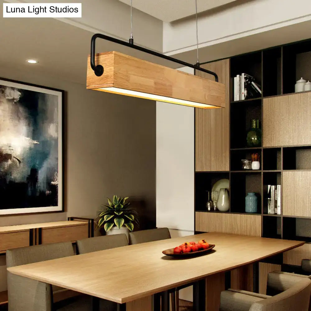 Modern nordic wood and black island pendant light dining room