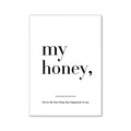 Modern pink aesthetic my honey wall art – bedroom minimalist print