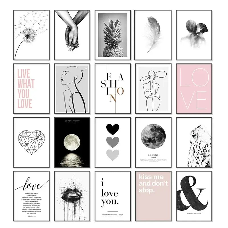 Modern pink aesthetic moon wall art print for bedroom