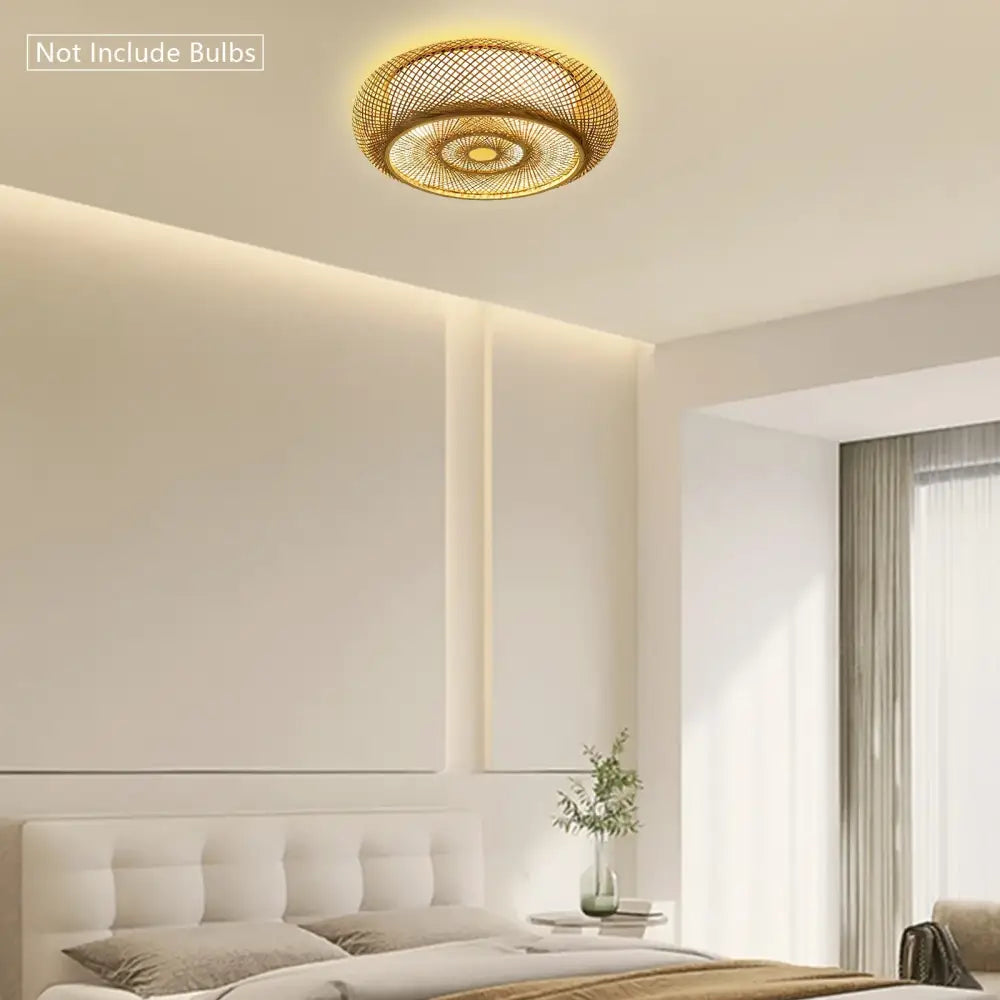 Modern rattan pendant light ceiling fan – living room bamboo texture