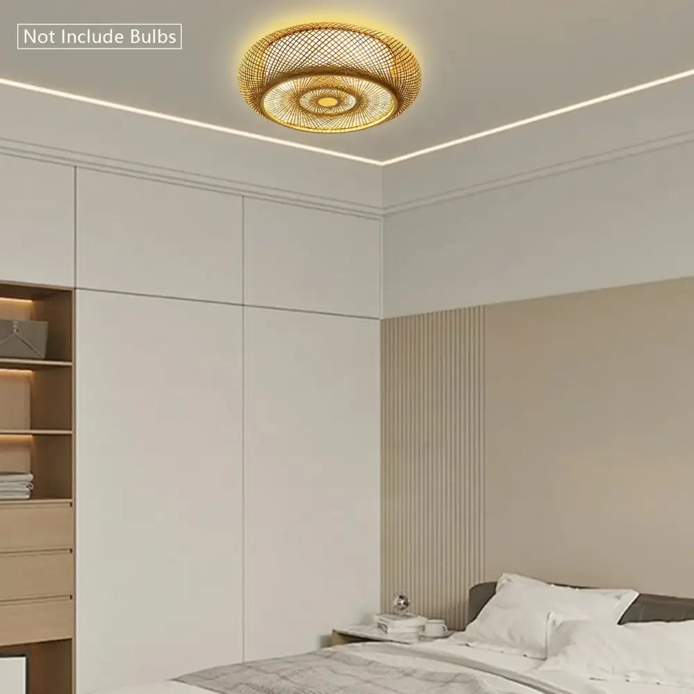 Modern rattan pendant light ceiling fan – living room bamboo texture