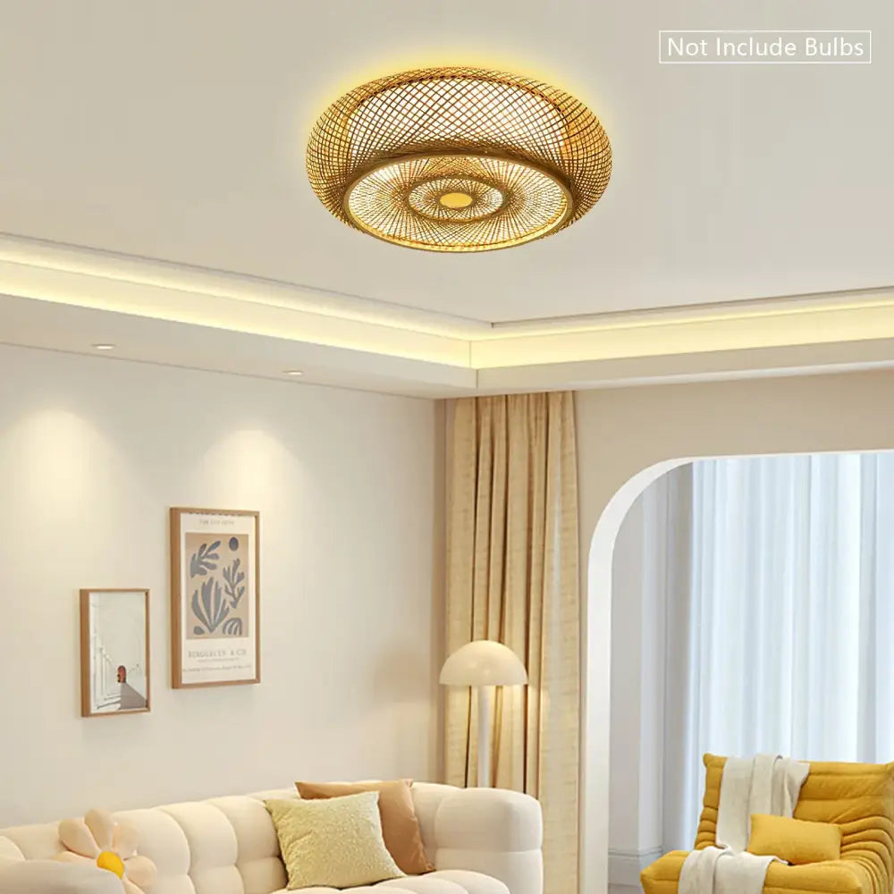 Modern rattan pendant light ceiling fan – living room bamboo texture