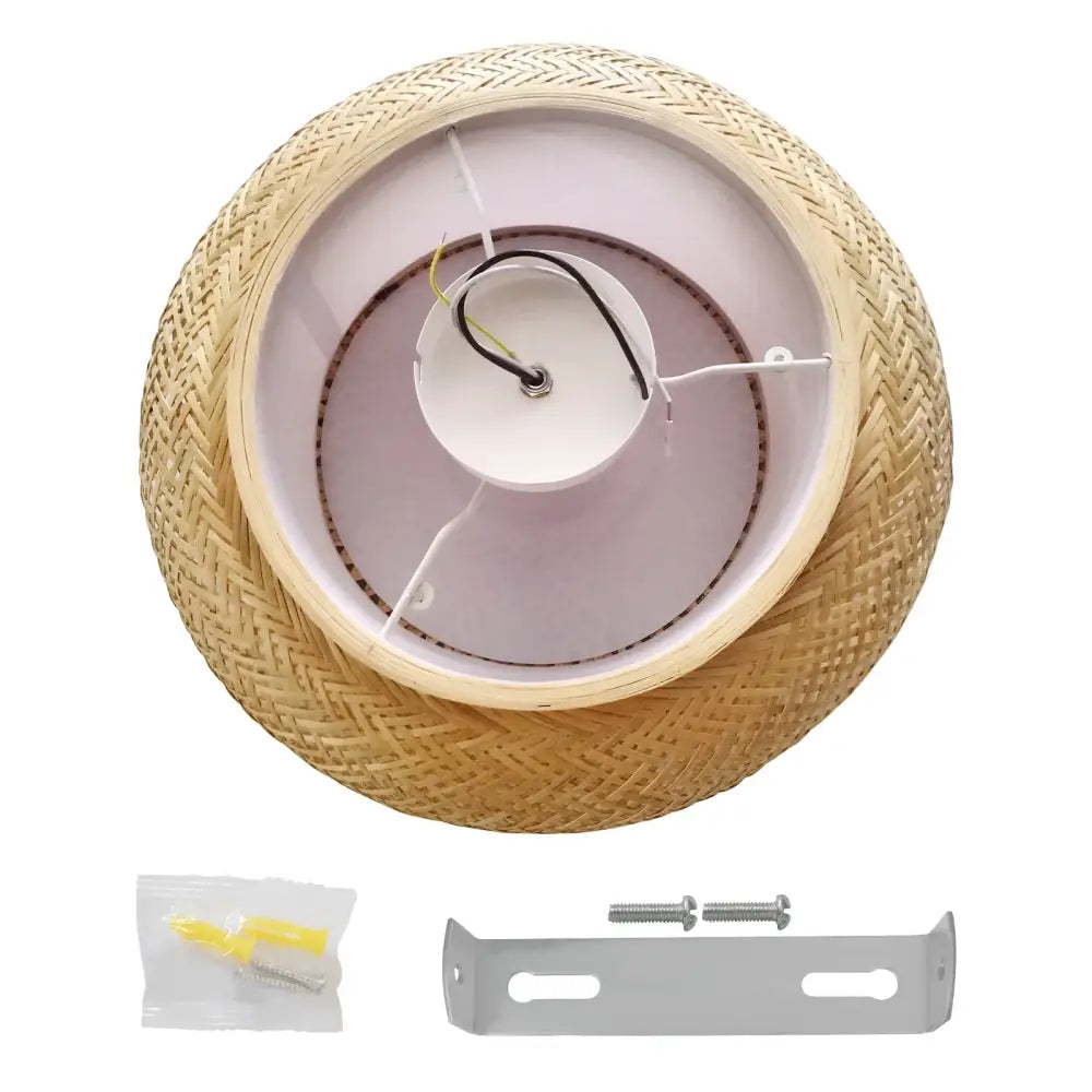 Modern rattan pendant light ceiling fan – living room bamboo texture
