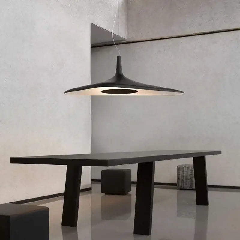Modern black disc pendant lamp dining room ambient glow