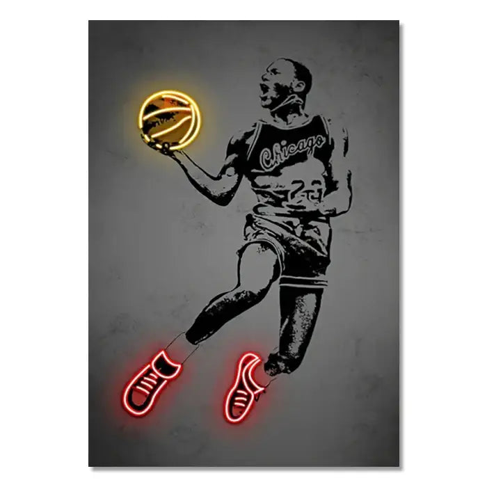 Modern neon neymar silhouette wall art poster bedroom decor