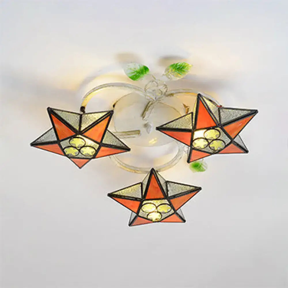 Modern tiffany stained glass star ceiling light for bedroom