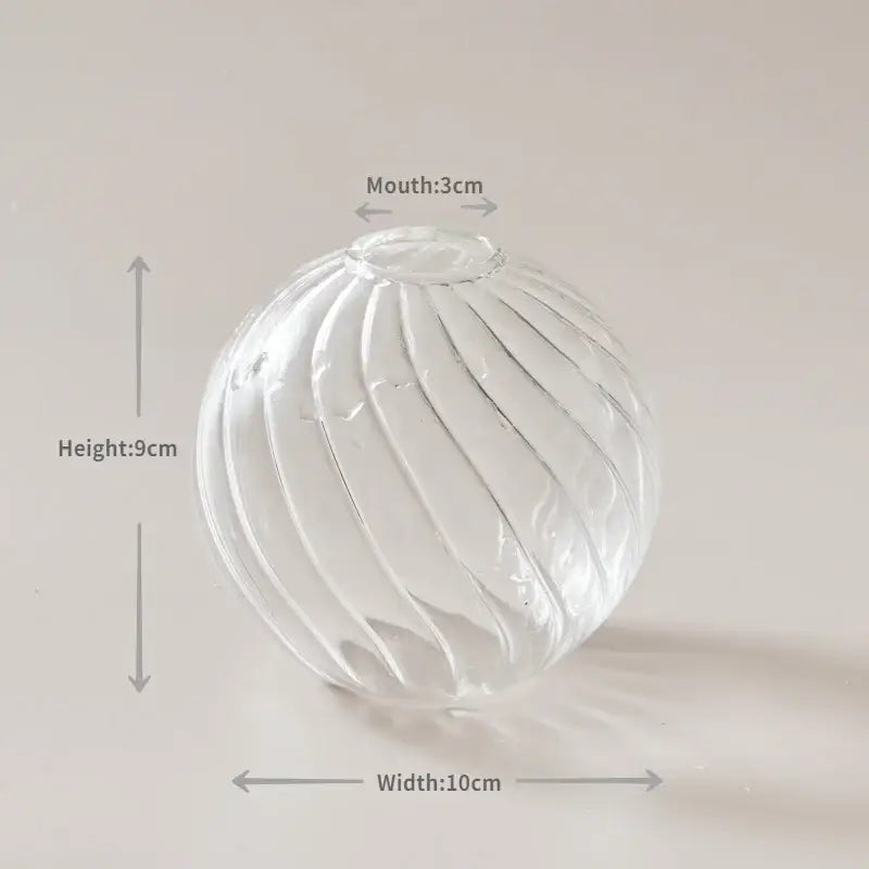 Modern ribbed transparent glass vases living room decorate root