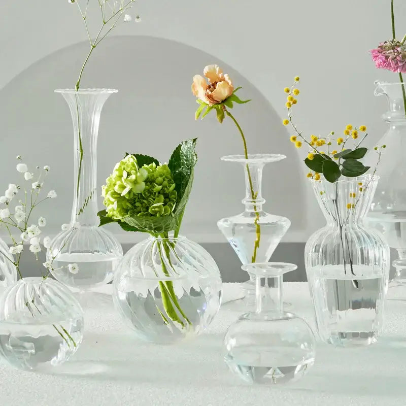 Modern ribbed transparent glass vases living room decorate root