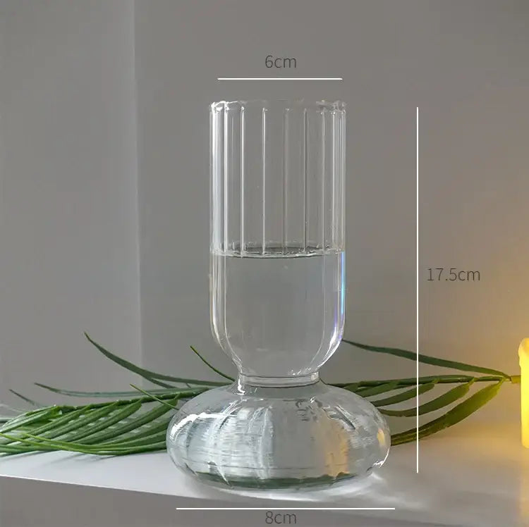 Modern ribbed transparent glass vases living room decorate root