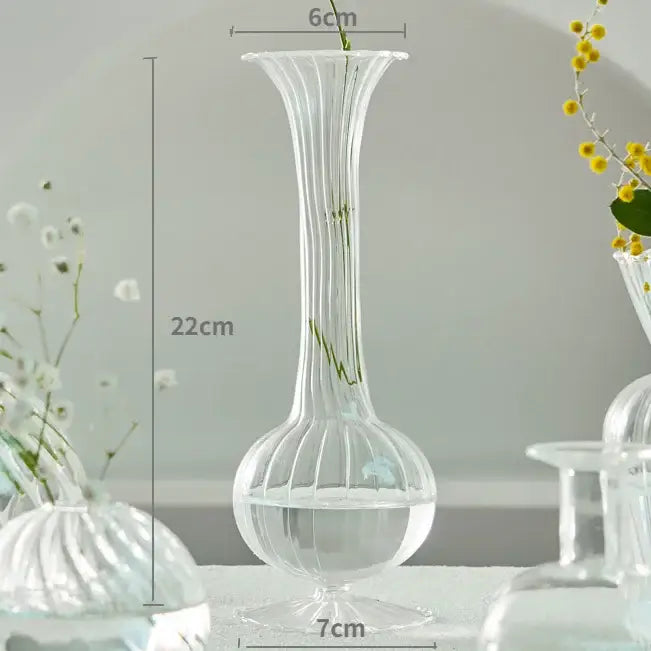 Modern ribbed transparent glass vases living room decorate root