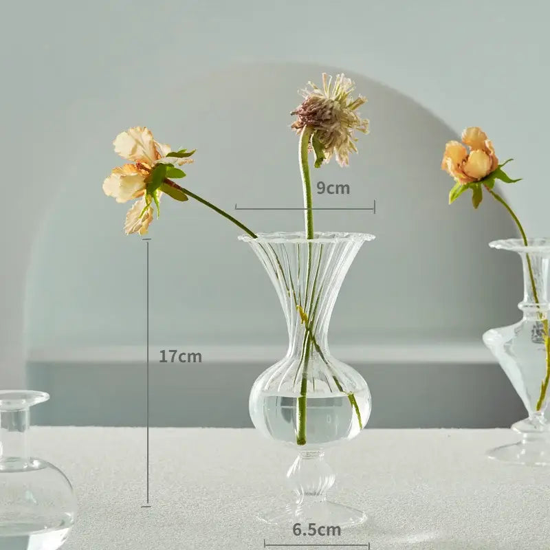 Modern ribbed transparent glass vases living room decorate root