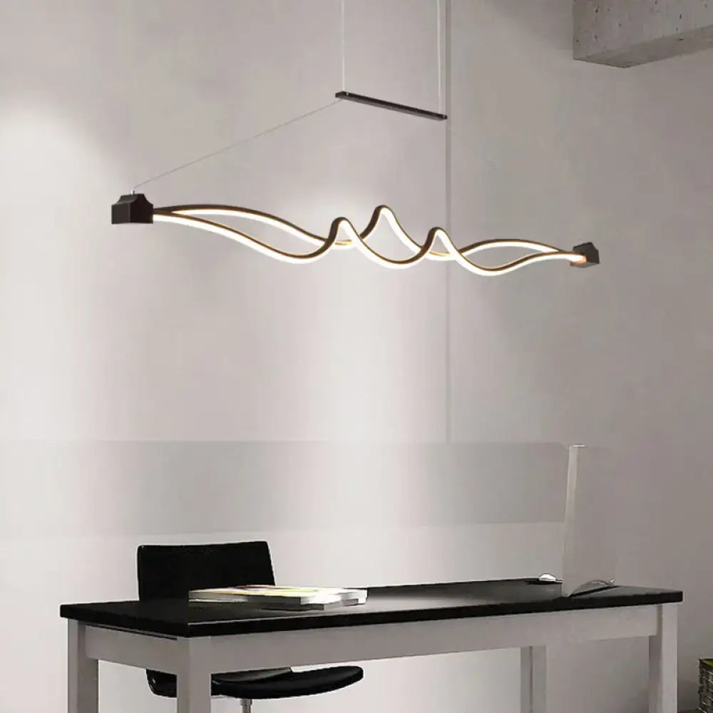 Modern black & white twisted led island pendant dining room light