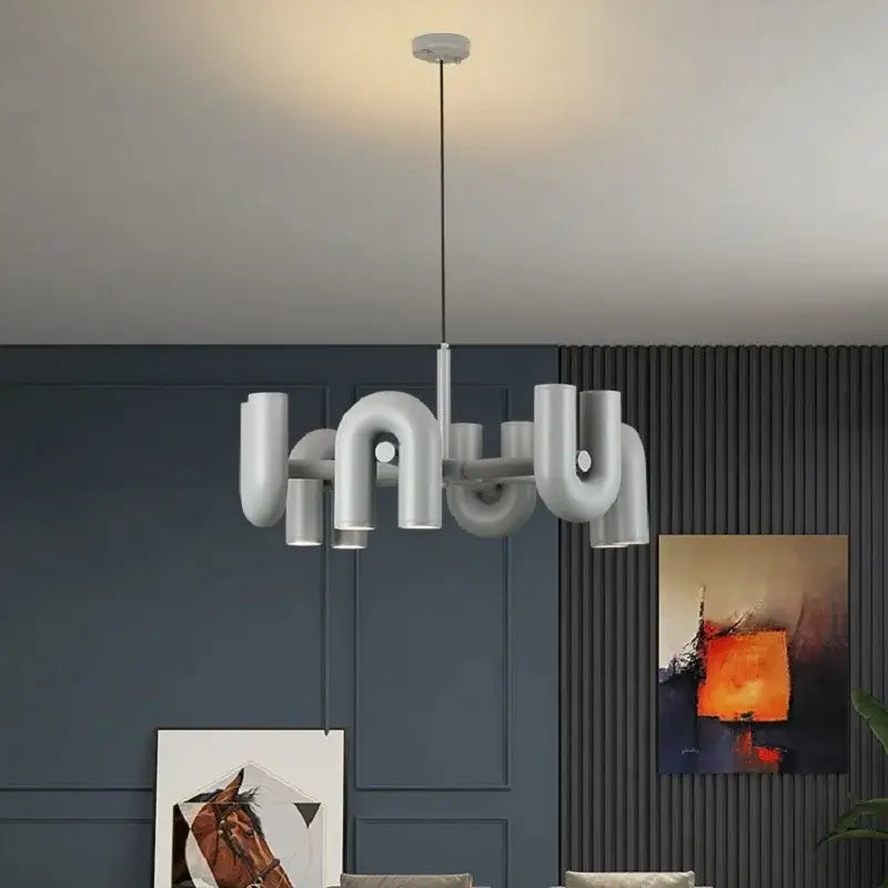 Modern pink neon inquiry led ceiling chandelier bedroom light