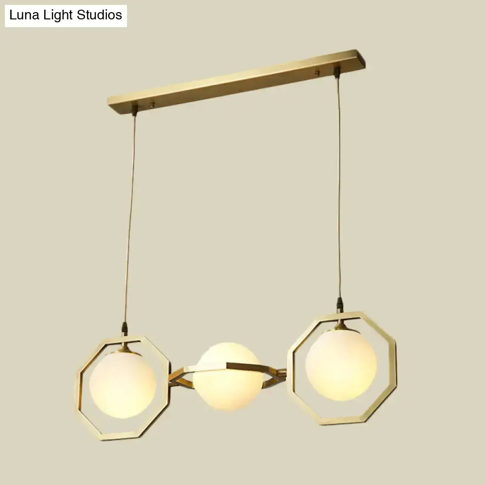 Modern gold octagon frosted glass orb pendant – kitchen island light