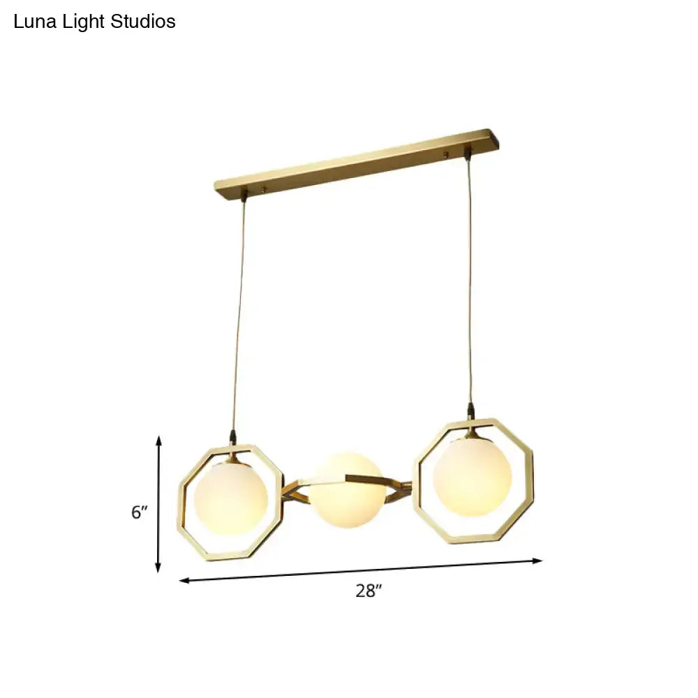 Modern gold octagon frosted glass orb pendant – kitchen island light
