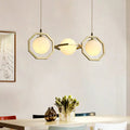 Modern gold octagon frosted glass orb pendant – kitchen island light
