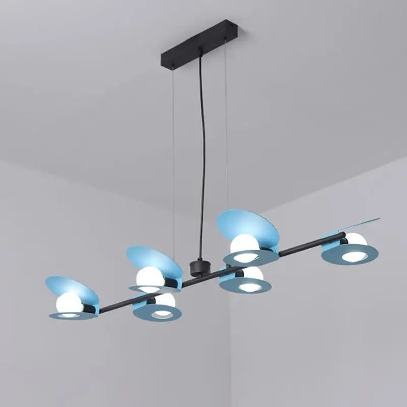 Modernist blue & black island ceiling light for dining room