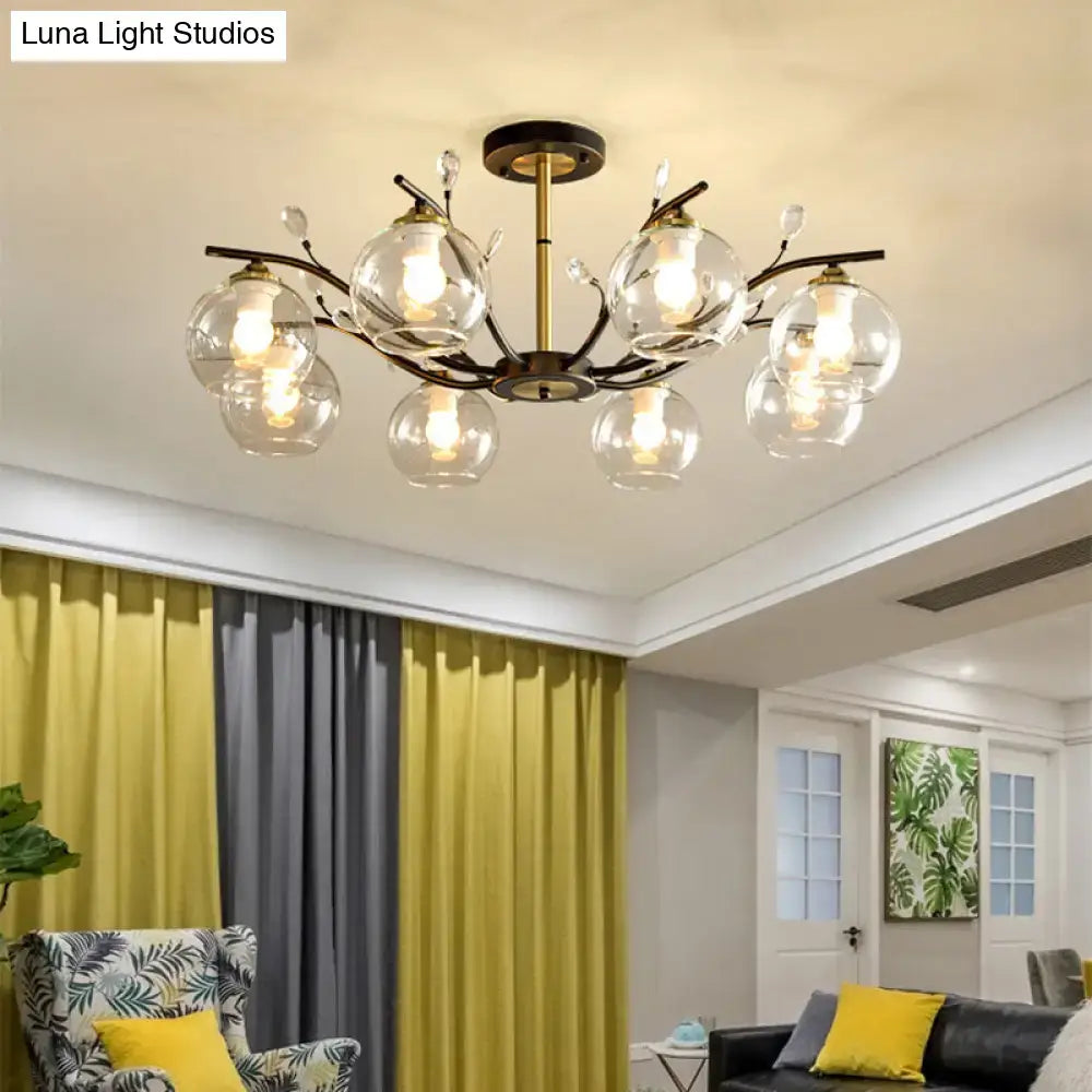 Modernist black & gold cream clear glass ceiling light dining room