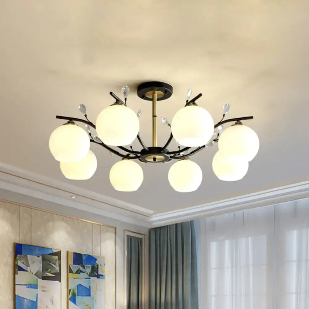 Modernist black & gold cream clear glass ceiling light dining room