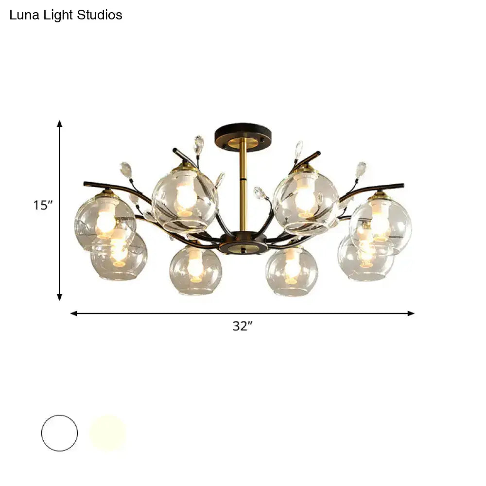 Modernist black & gold cream clear glass ceiling light dining room