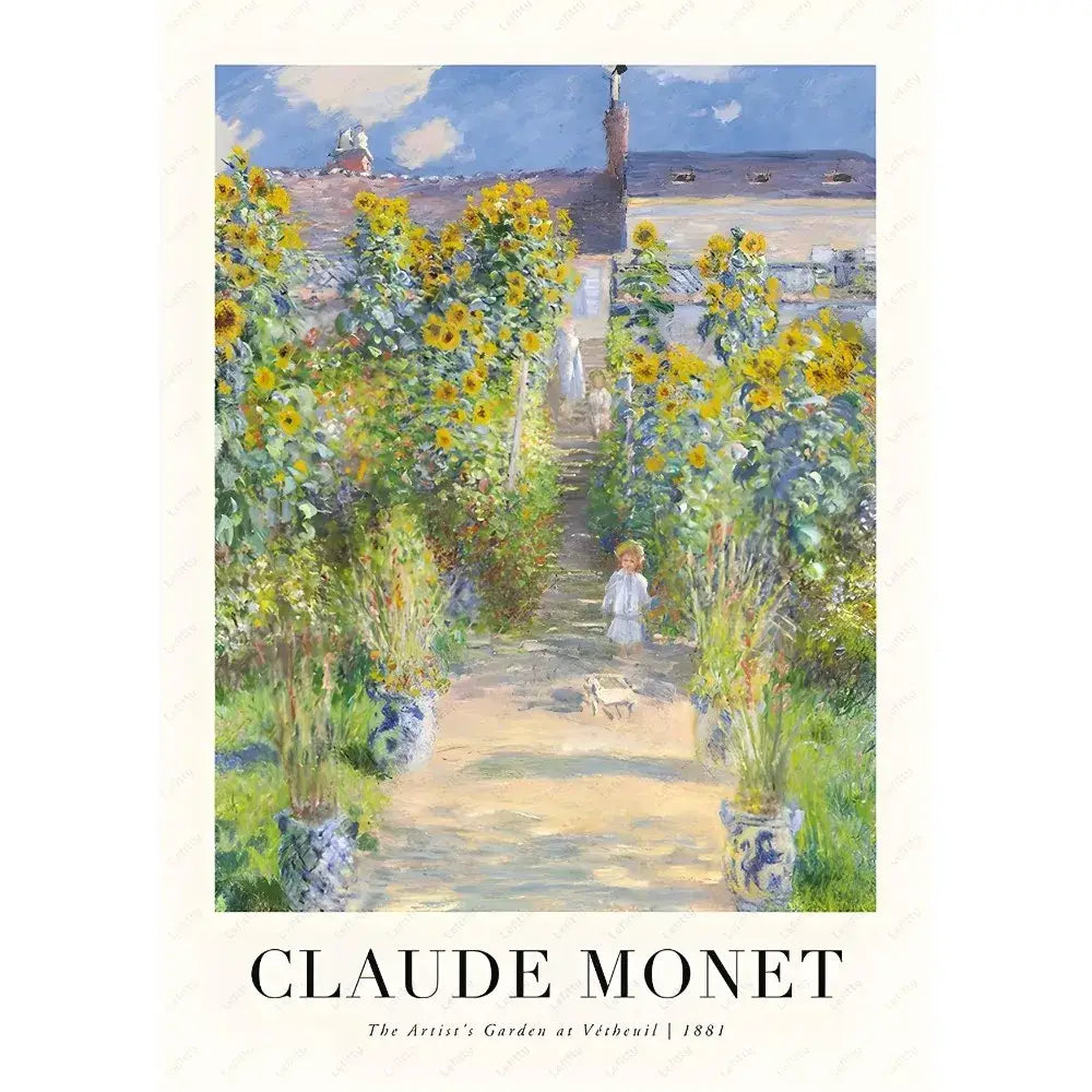 Claude monet impressionist wildflower poster print set living room