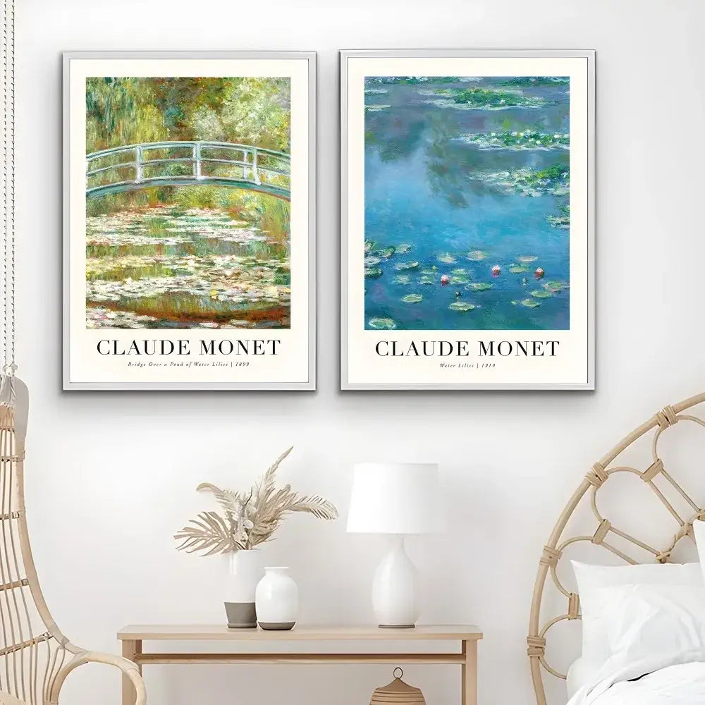 Claude monet impressionist wildflower poster print set living room