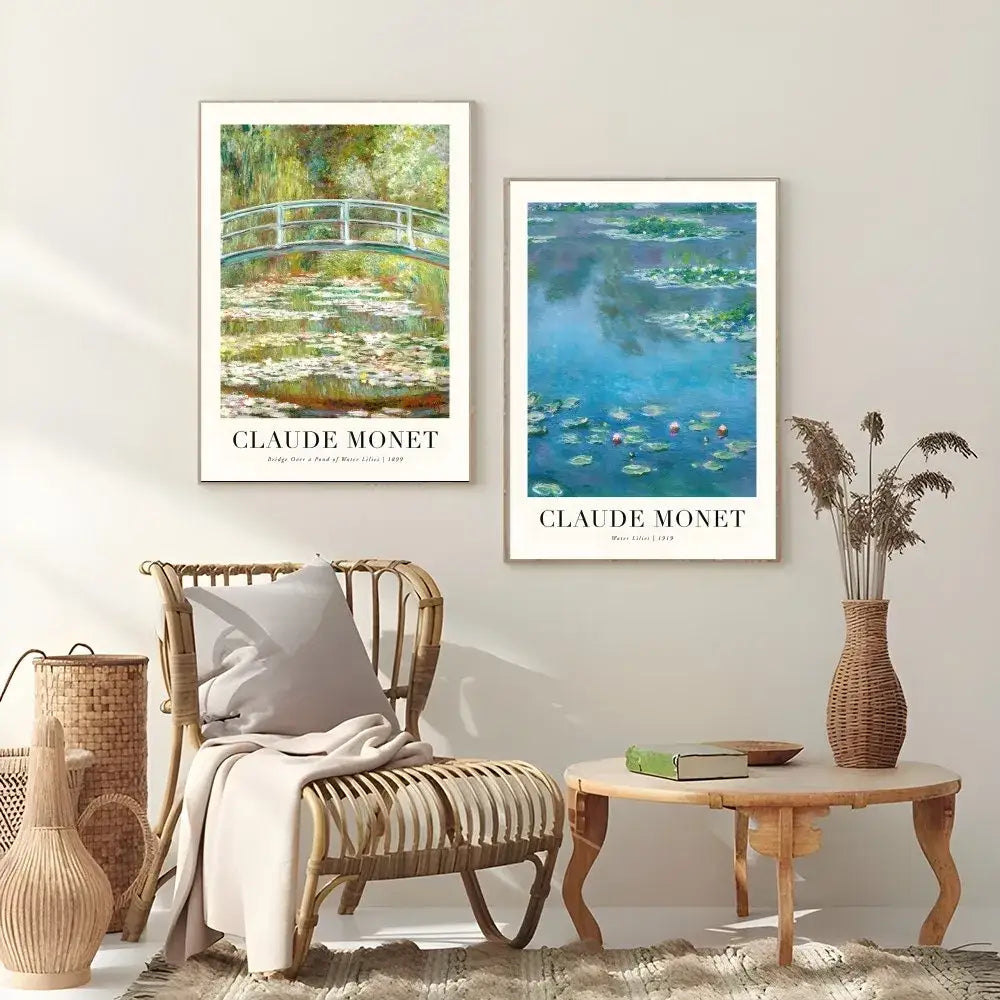 Claude monet impressionist wildflower poster print set living room