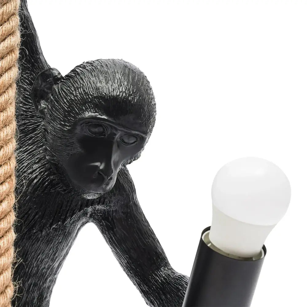 Gold monkey pendant lamp with hemp rope – living room light