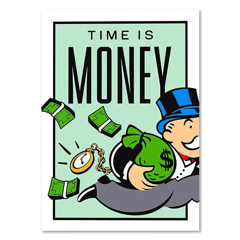 Minimalist mint monopoly millionaire canvas wall art office decor