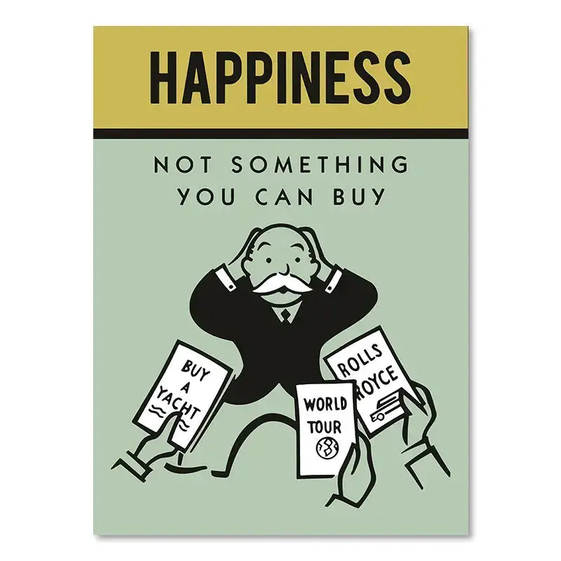 Minimalist mint monopoly millionaire canvas wall art office decor