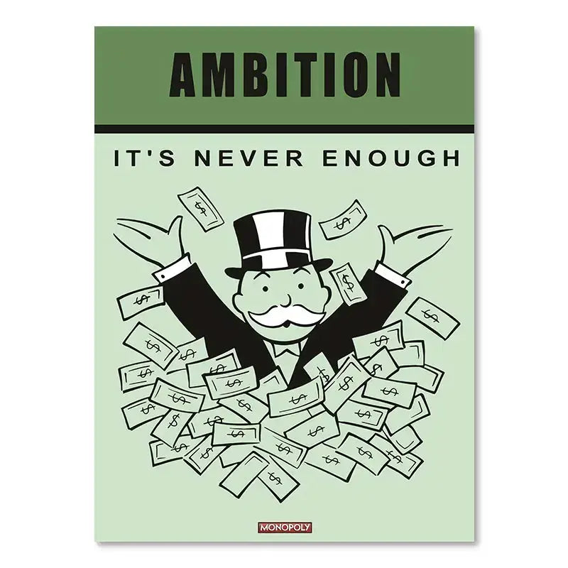 Minimalist mint monopoly millionaire canvas wall art office decor