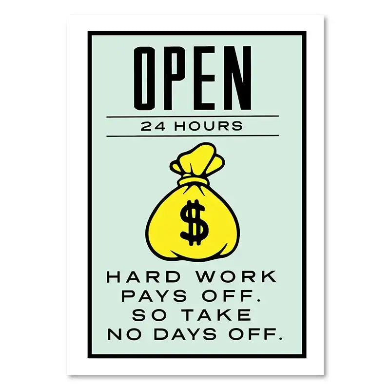 Minimalist mint monopoly millionaire canvas wall art office decor