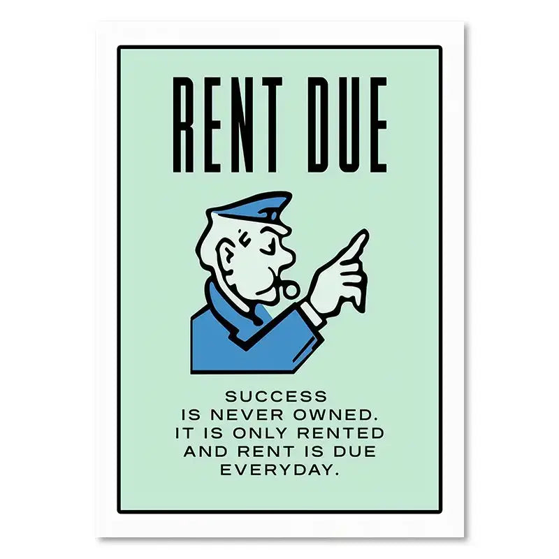 Minimalist mint green monopoly millionaire cartoon canvas home decor