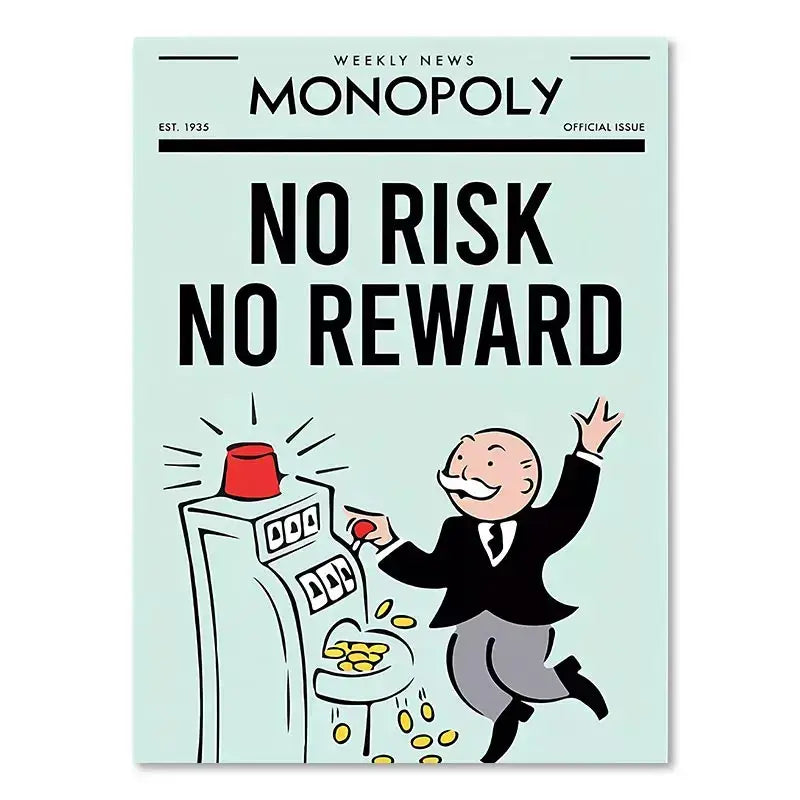 Minimalist mint green monopoly millionaire cartoon canvas home decor
