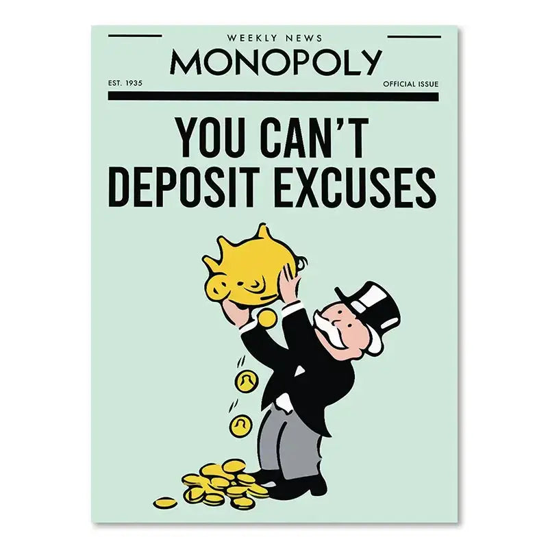 Minimalist mint and blue monopoly millionaire wall art bedroom decor
