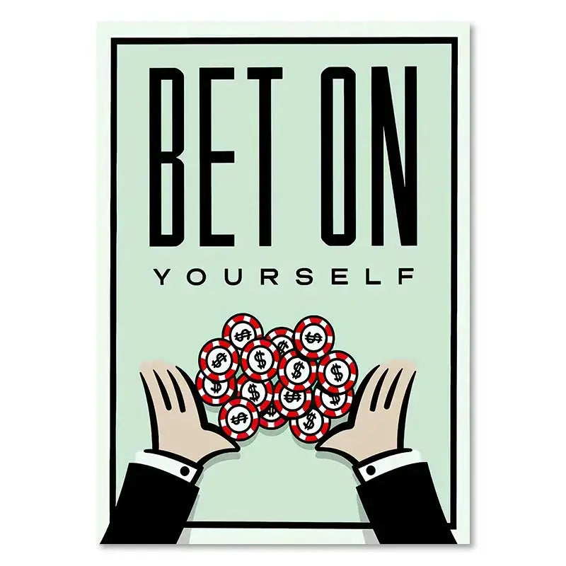 Minimalist mint and blue monopoly millionaire wall art bedroom decor