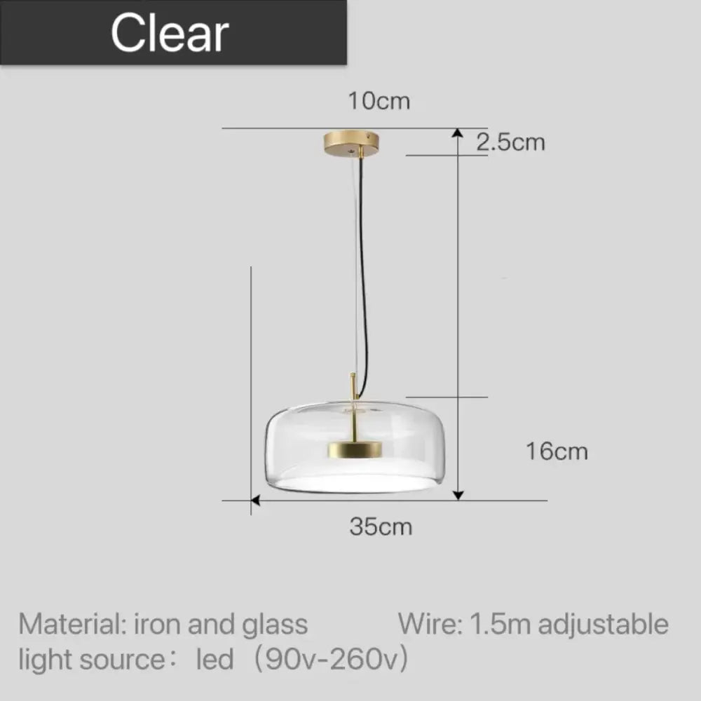 Modern amber glass and brass nordic pendant light dining room