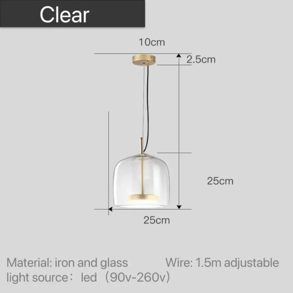 Modern amber glass and brass nordic pendant light dining room
