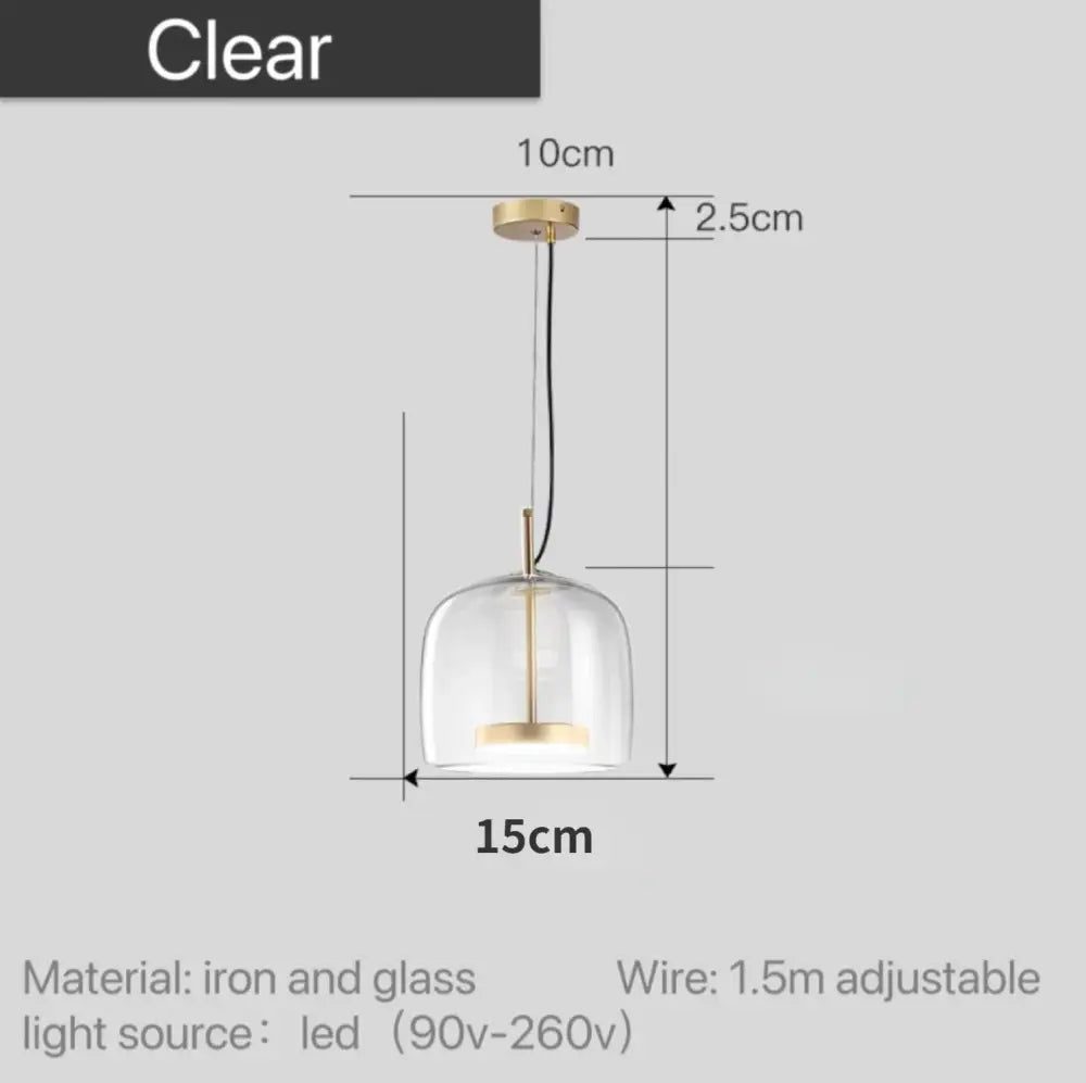 Modern amber glass and brass nordic pendant light dining room