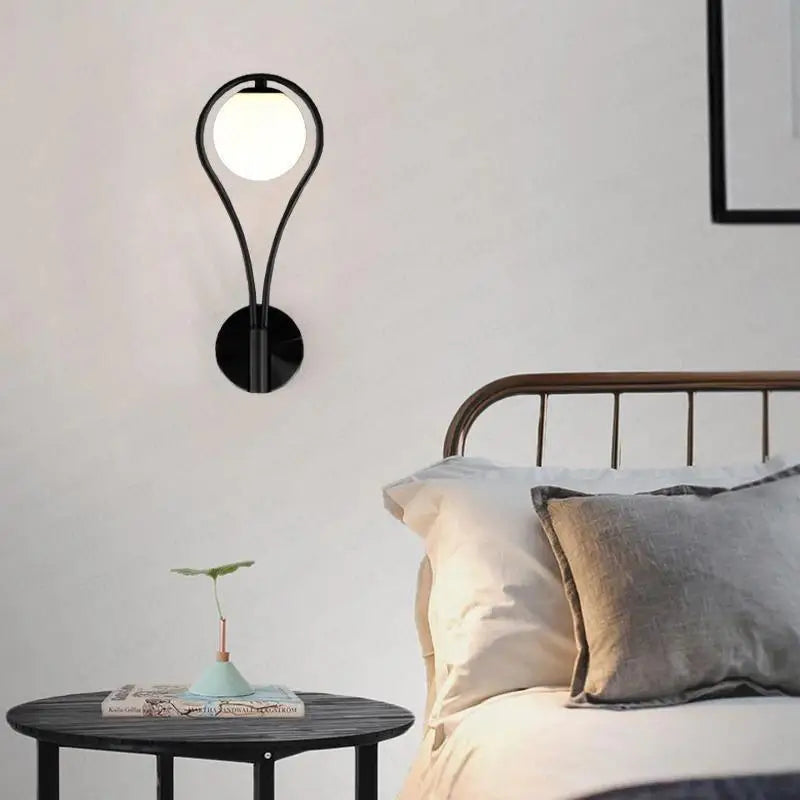 Modern gold teardrop nordic wall lamp bedroom glass sconce