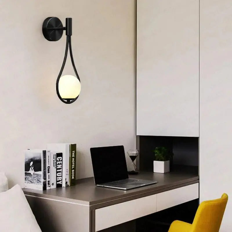 Modern gold teardrop nordic wall lamp bedroom glass sconce