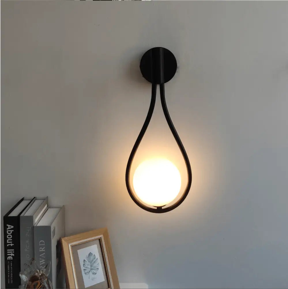 Modern gold teardrop nordic wall lamp bedroom glass sconce