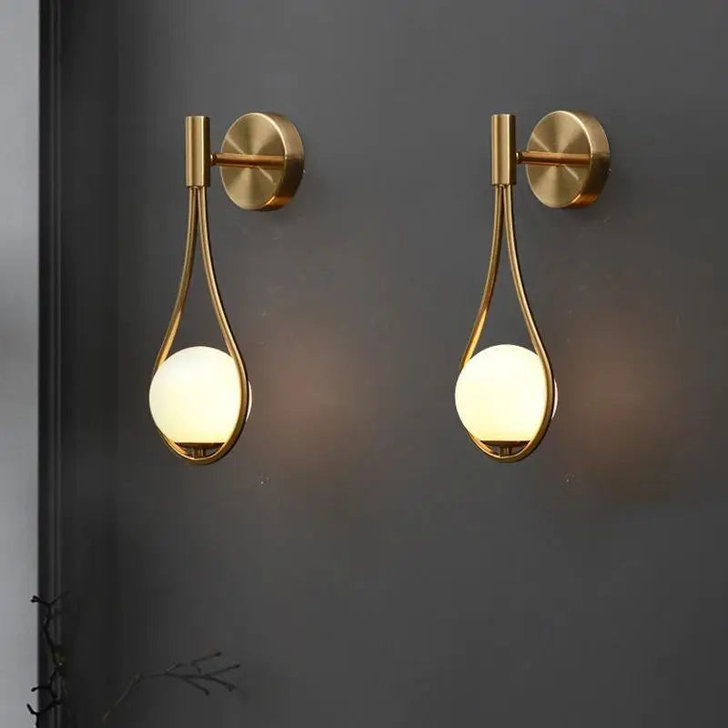 Modern gold teardrop nordic wall lamp bedroom glass sconce