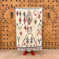 Cream moroccan handmade azilal rug bedroom geometric carpet