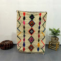 Handmade moroccan azilal rug cream geometric bedroom decor