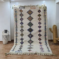 Handmade moroccan azilal rug with multicolored geometric motifs bedroom