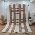 Cream and brown striped moroccan handmade azilal rug bedroom decor